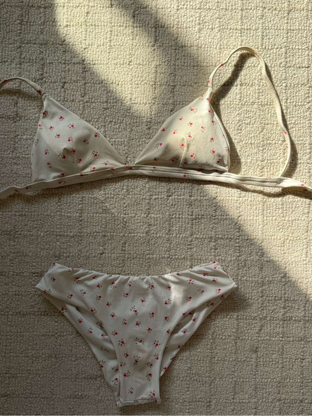 San Lorenzo Cream Bikini Set with Pink Floral Print